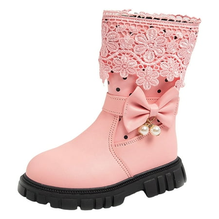 FhsagQ Girls Shoes Size 4 Heels Mid Calf Boots Children s Velvet Cotton Boots Winter New Girls  High Boots Fashionable Long Princess Leather Boots Girls Shoes Size 13 Casual Red 31