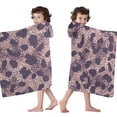 thumbnail image 4 of Purple and Pink Leopard Pattern Hooded Bath Towel，60"x35" for Ages 3 To 12 Kids, Quick Dry Lightweight Soft Microfiber Hood Beach Towel Cover Up for Kids, 4 of 7