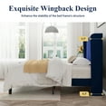 thumbnail image 6 of Sifurni King Size Velvet Platform Bed Frame with Vertical Channel Tufted Wingback Headboard, Dark Blue, 6 of 8