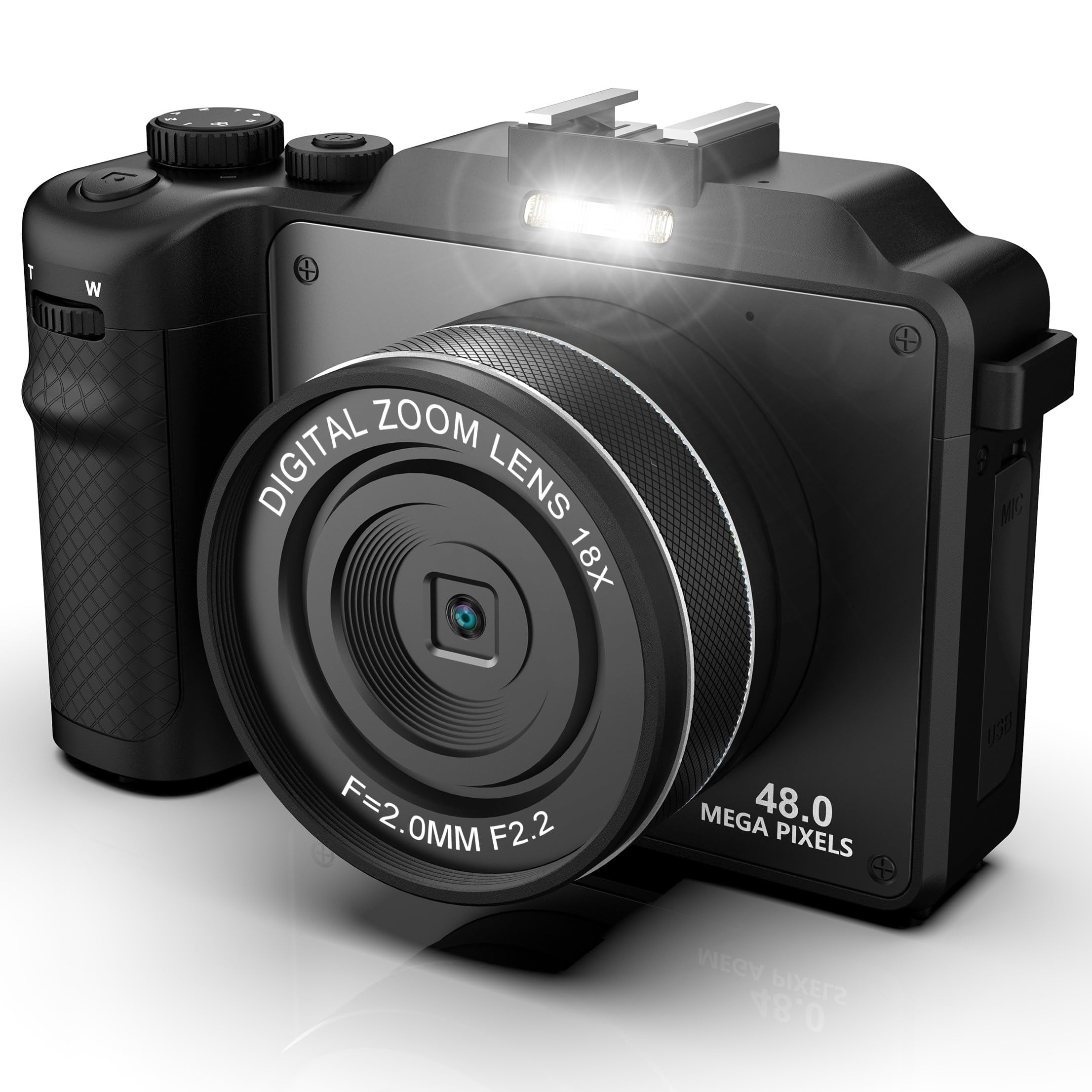 4K Digital Camera for YouTube 48MP Digital Cameras for Photograph Vlogging Camera with WiFi, 32G TF Card, Autofocus, Built-in 8 Color Filter
