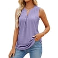 thumbnail image 5 of QENGING Summer Tops for Women 2023 Solid Color Hole V-neck Slim Vest Female Tee, 5 of 5