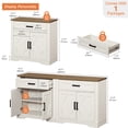 thumbnail image 2 of WAMPAT 2-in-1 TV Stand for up to 75" TVs,Farmhouse Entertainment Center with Storage Barn Door Cabinet,TV Console Table with Media Cabinet and Drawers for Living Room,Bedroom,Cream White, 2 of 7