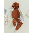 thumbnail image 2 of Bagilaanoe 2Pcs Toddler Baby Boy Long Pants Set Contrast Color Long Sleeve Hoodie Pullover Tops+ Trousers 6M 12M 18M 24M 3T Kids Casual Sweatsuit, 2 of 9
