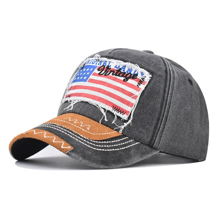 Sksloeg Hats for Men and Women American Flag Trucker Hat for Men Women,  Adjustable Outdoor Mesh Snapback Hat,Black 