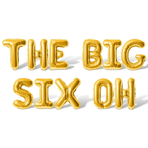 Letter Balloons - THE BIG SIX OH 16" Inch Alphabet Letters Foil Mylar Balloon 60th Birthday Party Banner (Gold)