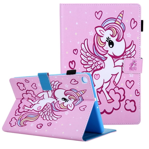 Allytech Galaxy Tab A 10.1" 2019 Case T510 T515, PU Leather Multi Angle Stand Folio Flip Pencil Holder Cards Slots Shockproof Corner Protection Cover for Samsung Galaxy Tab A 10.1,Flying Unicorn
