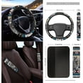 thumbnail image 3 of Yuyamidu Wolf Car Front Seat Covers Full Set of 12 Western Aztec Steering Wheel Cover Seat Belt Pads Armrest Cover Cup Holders Trash Bag Air Vent Bag Rearview Mirror Cover Wristlet Lanyard Keychain, 3 of 7
