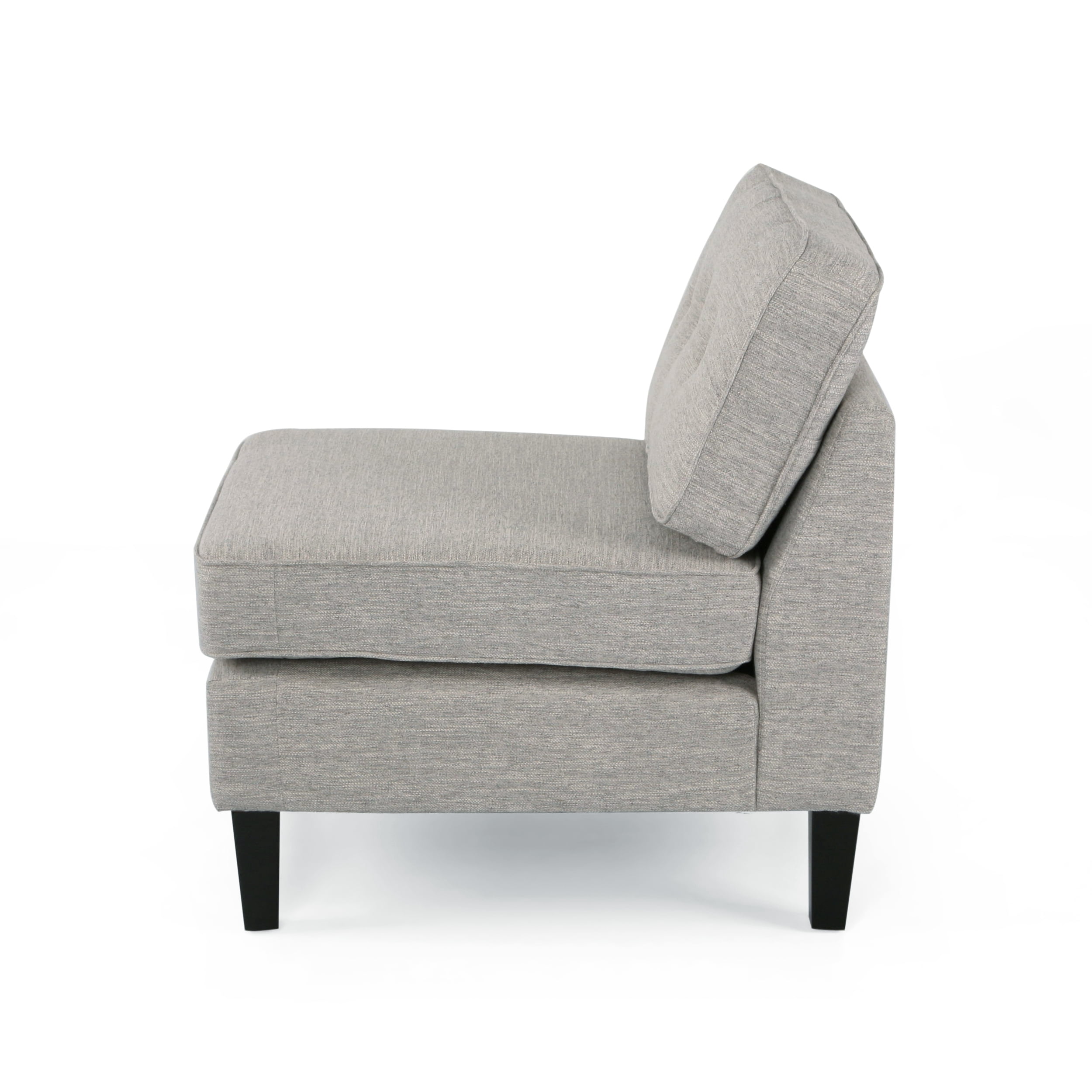 Noble House Crowningshield Fabric Slipper Chairs with Button Accents (Set of 2), Light Gray and Dark Brown