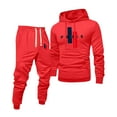 thumbnail image 2 of yuCgh Men's Printed Hoodie and Sweatpants Casual Sports Suit, Two-Piece Set with Graphic Design for Men's Athletic Wear, Comfortable for Running and Outdoor Activities,Red 3XL, 2 of 5