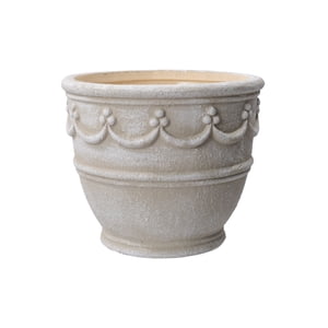 My Texas House 8-Inch Wave Embossed Ceramic Planter, Cream
