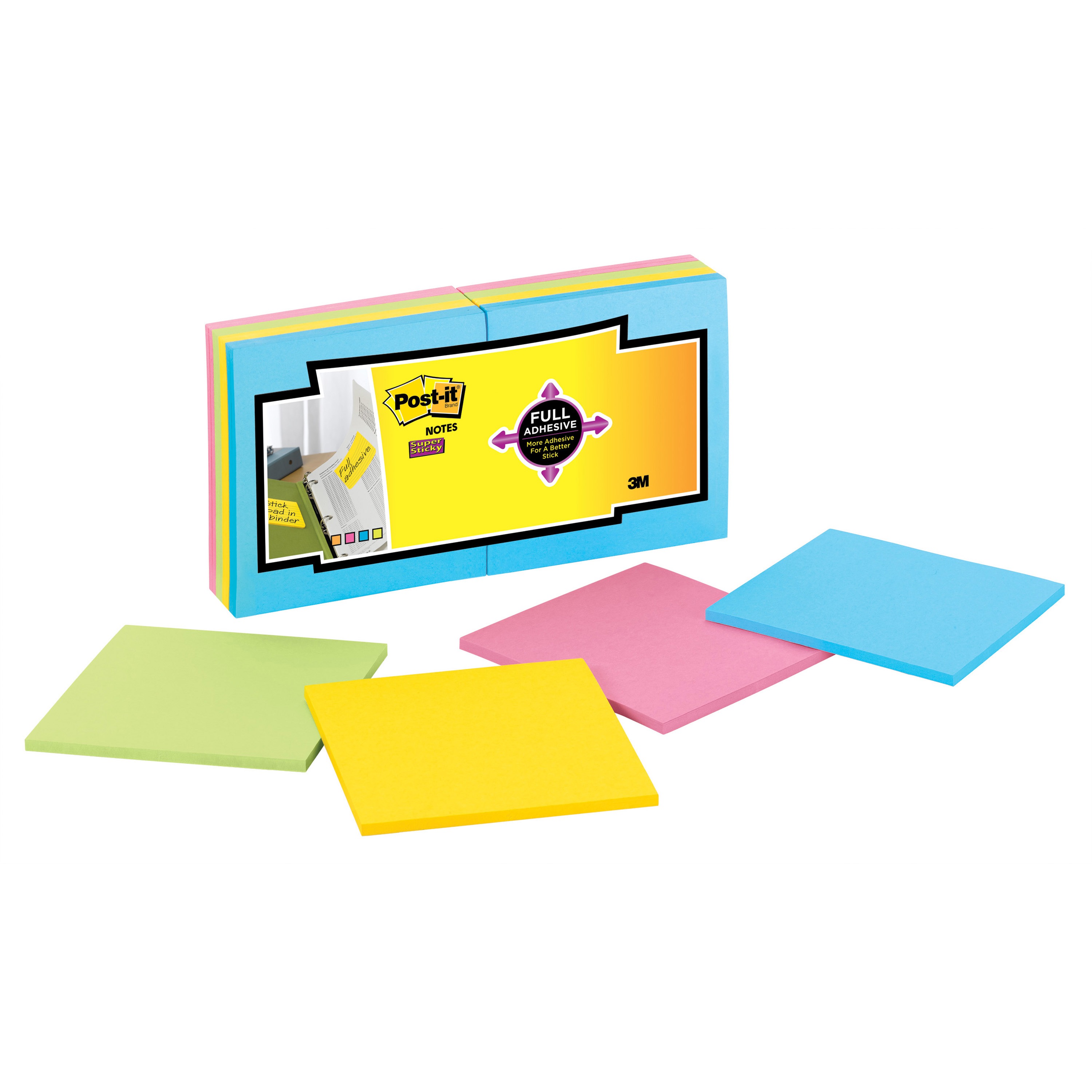 Postit Super Sticky Full Adhesive Notes, Electric Yellow, 400 / Pack