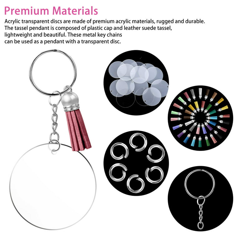 120 Pcs Keyring Making Kit, Tassel Keyring, Acrylic keyring Blanks with  Tassels for Keychain Making Hand Crafting and DIY Projects