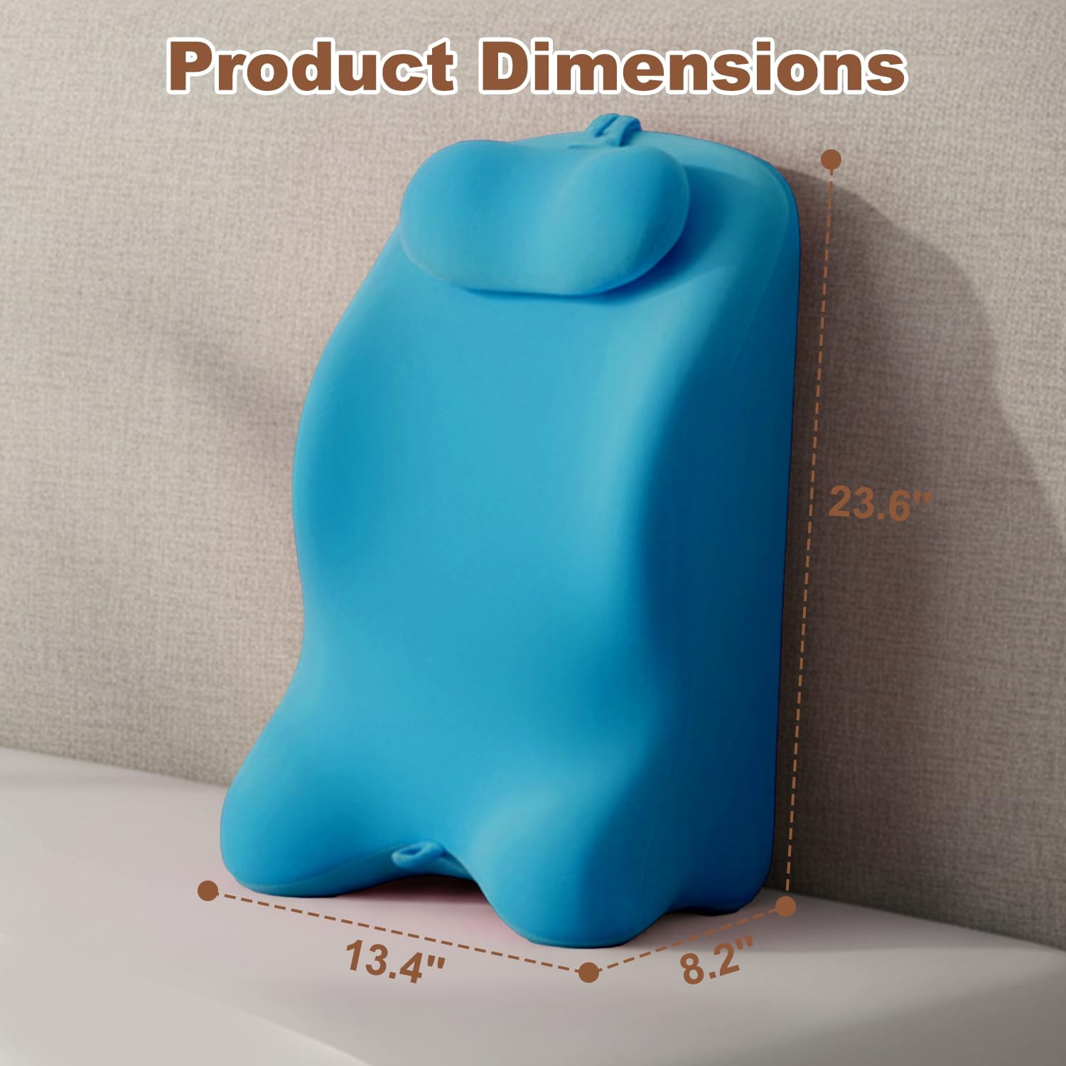 Memory Foam Ergonomic Wedge Pillow, Multi-Position Support Pillow, Ergonomic Support for Back Pain, Acid Reflux & Sitting Up, Ideal for Massage, with Removable Cover,40-Degree Angle Design (Blue)