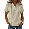 thumbnail image 3 of TGSLY Women's Henley Shirts Half Lightweight Button Down Solid Color Golf Tee Tops Dressy Short Sleeve Blouses with Contrast Stitch Trim XXL, 3 of 7