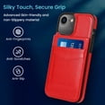 thumbnail image 4 of Entronix Slim Wallet Case for iPhone 16E, 6 Slot Card Holder Kickstand Flip Cover, Red, 4 of 7