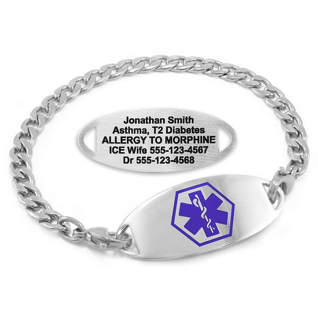 MedicEngraved Stainless Steel Custom Medical Alert Bracelet - 5mm Curb Link