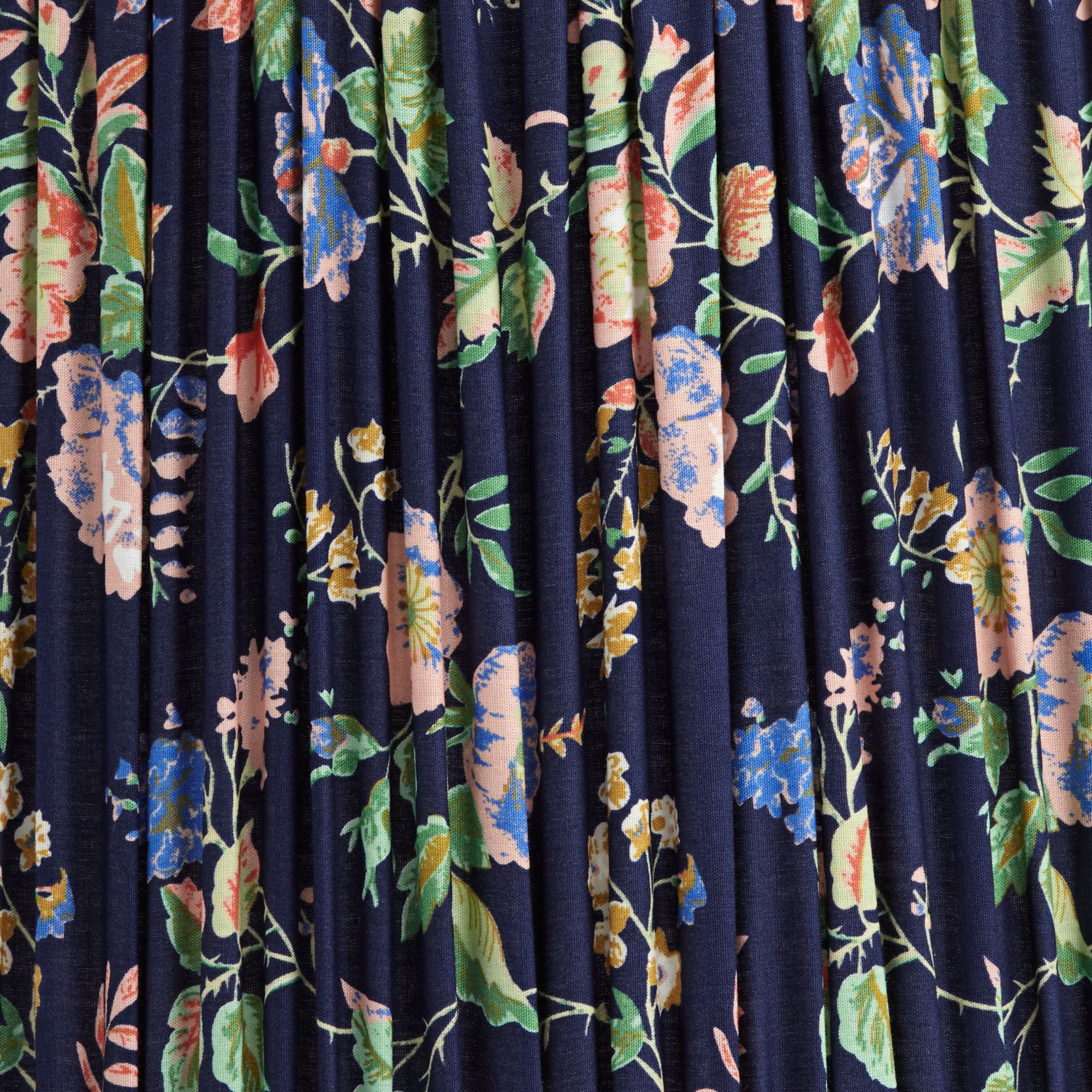 Springcrest Sally 13" Top x 15" Bottom x 12" High x 12" Slant Print Lamp Shade Replacement Navy Blue Pleated Rose Floral Spider Harp Finial