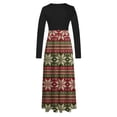 thumbnail image 5 of Edvintorg Long Sleeve Wedding Guest Dress Clearance Women's Christmas Printed Round Neck Long Sleeved Patchwork Printed Dress Long Skirt, 5 of 5