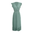 thumbnail image 6 of THDHVS Womens Summer Dresses,Dresses for Women 2025,Women's Bohemian Solid V-Neck Long Beach Sun Dresses Sleeveless Solid Maxi Dress Mint Green M, 6 of 7