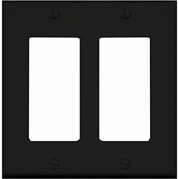 RiteAV Blank Wall Plate for Keystone Jacks - Black 2 Gang Decorative