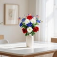 thumbnail image 5 of White Roses Artificial Flowers, Faux White Flowers, Flowers Artificial, Artificial Flower Bouquet, Red White and Blue decorations, Patriotic decor, Memorial Day decorations,, 5 of 6