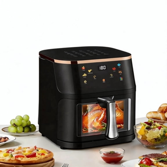 Air Fryer, LED Digital Color Display with Easy-View Window, 8QT for 4-6 People, 1400W Powerful Heating, Nonstick & Dishwasher Safe Frying Basket, 85% Less Oil