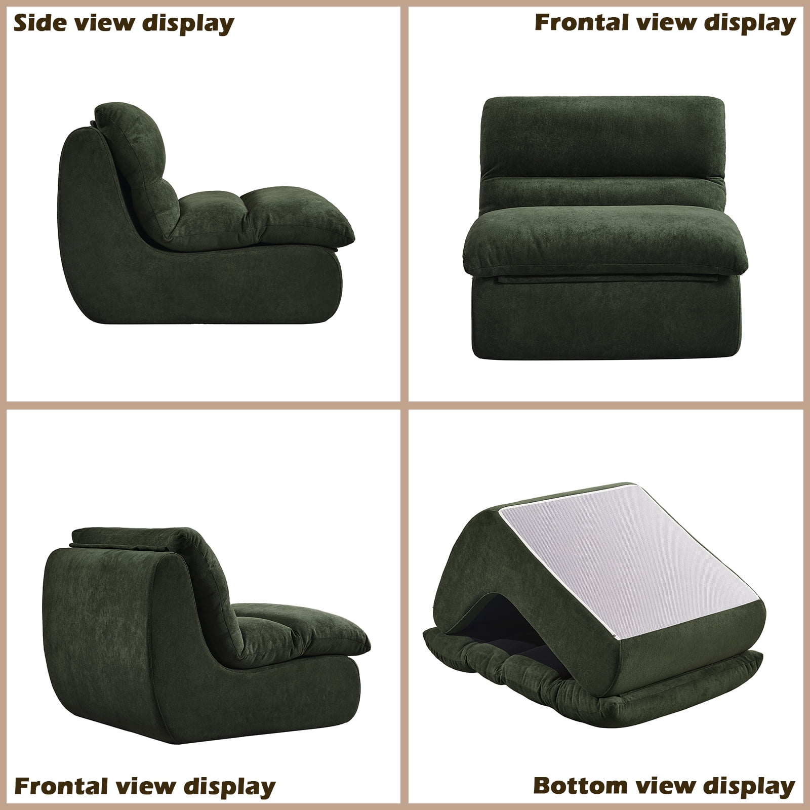 ConToose Green Cloud - like Lazy Sofa, Cozy Reading Retreat Lounge Chair, Ultra Soft Velvet Fabric Bean Bag Chair for Adults, Ideal Reading Spot with Ottoman for Living Room, Bedroom