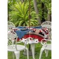 thumbnail image 2 of Outdoor Tablecloth with Umbrella Hole and Zipper, Valentine's Day Round Table Cloth 60 Inch Waterproof Tablecloth, Love Heart Romantic Roses Gnomes Wooden Picnic Table Cover for Patio Camping, 2 of 7