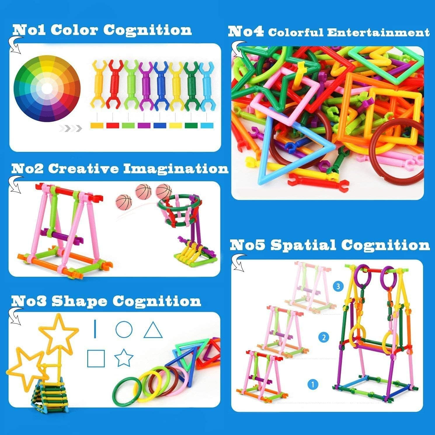 1000 PCS Building Toy Building Blocks Bars Different Shape Educational Construction Engineering Set 3D Puzzle, Interlocking Creative Connecting Kit, Building Construction Toys A Great STEM Toy