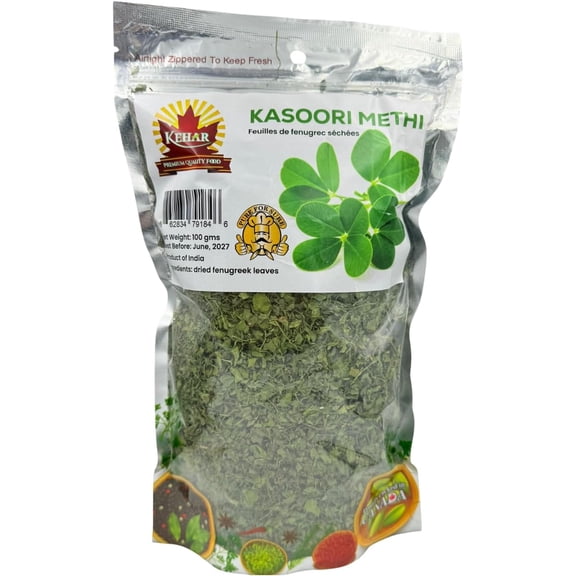 Kehar Kasuri Methi 100g – Sun-Dried Fenugreek Leaves, Authentic Indian Herb for Cooking, Curry, Seasoning & Aromatic Flavor