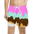 thumbnail image 3 of WOYY Boys Swim Trunks with Compression Liner Ice-Cream Print Swimming Shorts Swimwear, 3 of 3