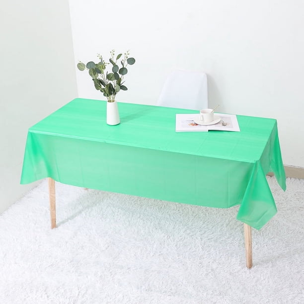 Xiao Hua 10 manteles rectangulares de plástico desechables, impermeables, de colores, para fiestas, de 135 x 275 cm, para picnic, cocina y cumpleaños (verde).