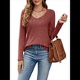 thumbnail image 2 of Camisa de Larga con Cuello en V para Mujer, Túnica de Otoño, Suéter Informal Elegante, Ropa y . Color Caramelo XL, 2 of 9