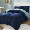 thumbnail image 6 of HIG Queen 7 Pieces Comforter Set, Navy Reversible and Lightweight Bed in a Bag with 1 Comforter, 1 Flat Sheet, 1 Fitted Sheet, 2 Pillowcases, 2 Pillow Shams, All Season Bedding Set for Dorm Bedroom, 6 of 13