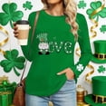 thumbnail image 3 of Craaazy Women's Casual St. Patrick's Day Long Sleeve Crewneck Loose Green Theme T-Shirts Gifts, 3 of 6