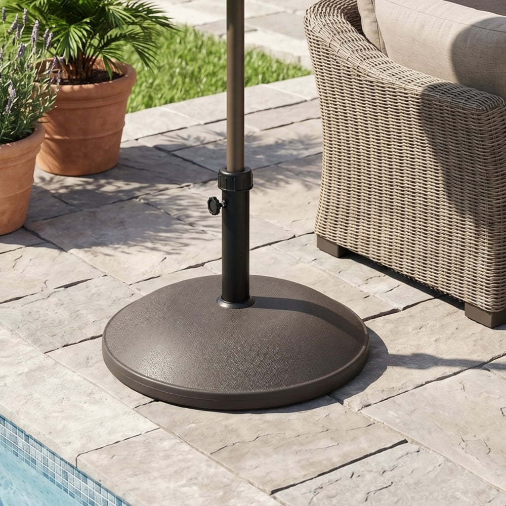 68 lbs Round Concrete Resin Umbrella Base Heavy Duty Patio Umbrella Stand Brown