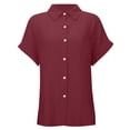 thumbnail image 3 of Hienoo Summer Button Down Shirt for Girls Casual Solid Short Sleeve Shirt Top, Sizes 5-16, 3 of 4