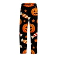 thumbnail image 5 of Domzest Halloween Pajama Pants Men Halloween Graphic Drawstring Elastic Waisted Pajama Bottoms Wide Leg Funny Sleepwear Black XL, 5 of 7