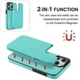 thumbnail image 5 of Detachable Wallet Case for iPhone 13 Pro Max RFID Blocking Card Slots Holder Premium PU Leather Magnetic Kickstand Shockproof Removable Flip Protective Cover 6.7 inch, Green, 5 of 11