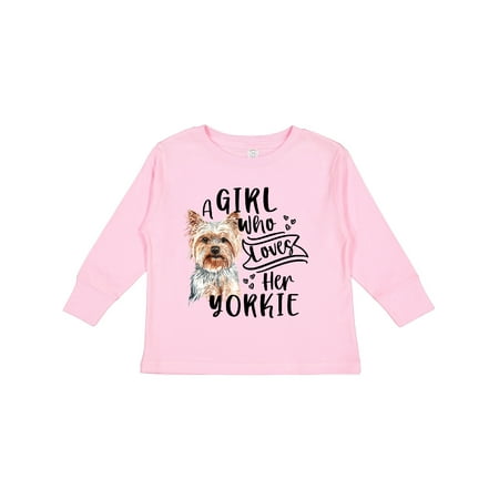 

Inktastic A Girl Who Loves Her Yorkie Gift Toddler Boy or Toddler Girl Long Sleeve T-Shirt