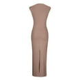 thumbnail image 7 of Ruched Mock Neck Bodycon Dress for Women Elegant Summer Sleeveless Midi Cocktail Party Pencil Dresses, 7 of 7