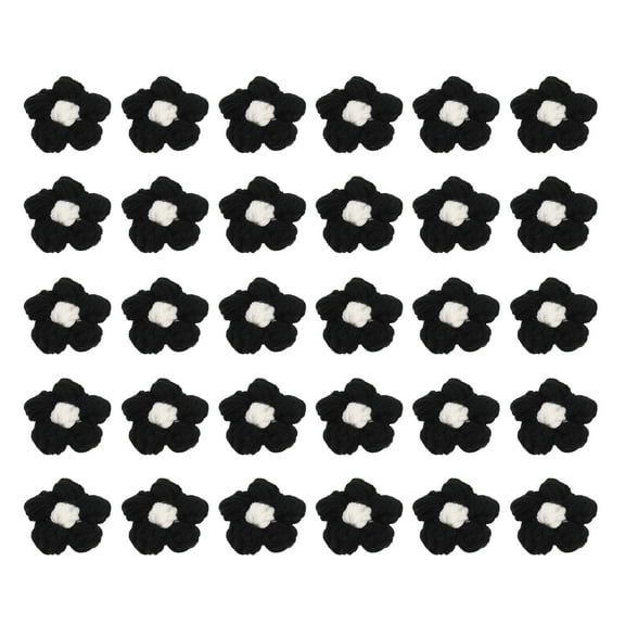 30Pcs Crochet Flowers, 45 x 45mm Handmade Floral Applique, Black&White