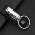 thumbnail image 5 of Cinturón de piel de vaca auténtica, etiquetas para llaves, cadenas, estilo de doble anillo de acero inoxidable para hombres, 5 of 5