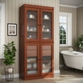 thumbnail image 3 of 100% Solid Wood 32" Bathroom Cabinet with Frosted Glass Doors and 2-Drawers, 3 of 6