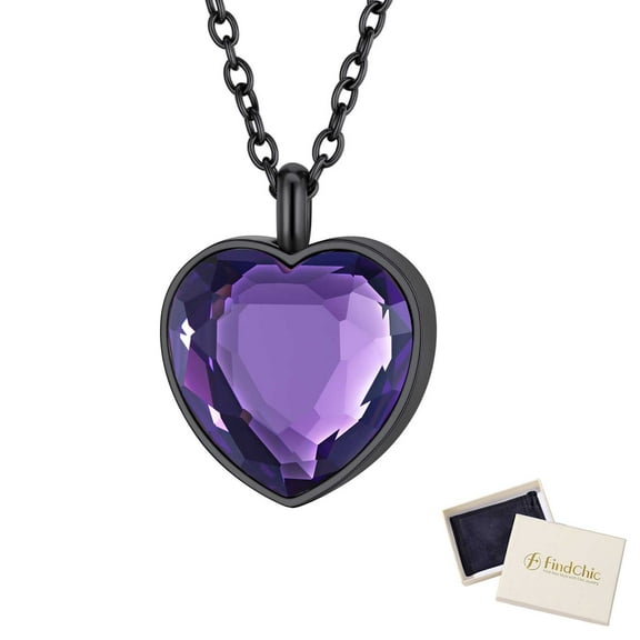 FindChic Heart Shaped Urn Necklaces for Ashes, Women Waterproof Stainless Steel Cremation Necklace June Birthstone Necklace Birthday Mothers Day Jewelry Gifts Her Mom Wife, Black