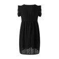 thumbnail image 1 of VISgogo Vestido casual para mujer, manga voladora, cuello en V, ahuecado, color sólido, suelto, vestidos acampanados VISgogo moda, 1 of 9
