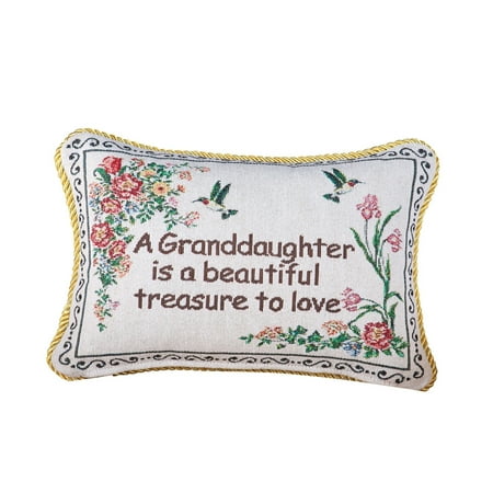 Floral Accent Pillow - Granddaughter Floral Tapestry Throw Pillow, Gifts for Granddaughter Home Décor Accent, 12 x 9 inches