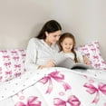 thumbnail image 4 of Homewish Pink Bow Bedding Comforter Set 7pcs for Kids Girls, Kawaii Daisy Floral Queen Bedding Sets, Watercolor Bowknot Queen Sheet Sets, Microfiber Bedroom Decor, 4 of 8