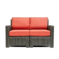 thumbnail image 1 of Krikacy 2-PCS Outdoor Wicker Modular Sofa Chair Set, All-Weather HDPE w/Thick Cushions, Orange, 1 of 6