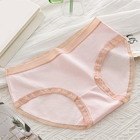Discounted Price: Seamless Underwear for Women  Bragas de Ropa Interior para Dama  Milk Silk Breathable Mid Waist Girls Panties Sweet Lace Printed Comfortable Panties SOPATENOR Pink XL